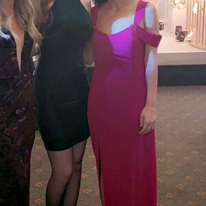 Halston Heritage Strapless Magenta Maxi Dress